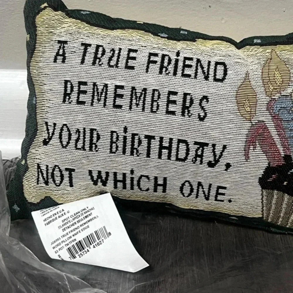 True Friend Woven Decorative Birthday Pillow NWT